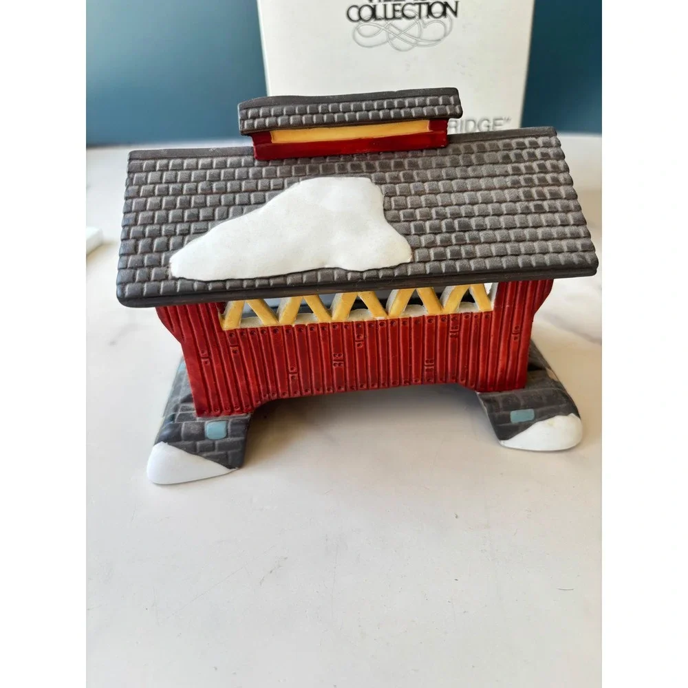 Dept 56 Heritage Village Red Covered Bridge Maple Creek Porcelain 5987-0